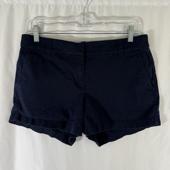 J. Crew Chino Shorts Women's 6 Navy Blue 4" Inseam 100% Cotton Mid Rise - Picture 1 of 10